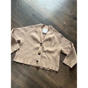 ZARA Kids Knit Cardigan Beige Button Up Long Sleeve Size 6-7